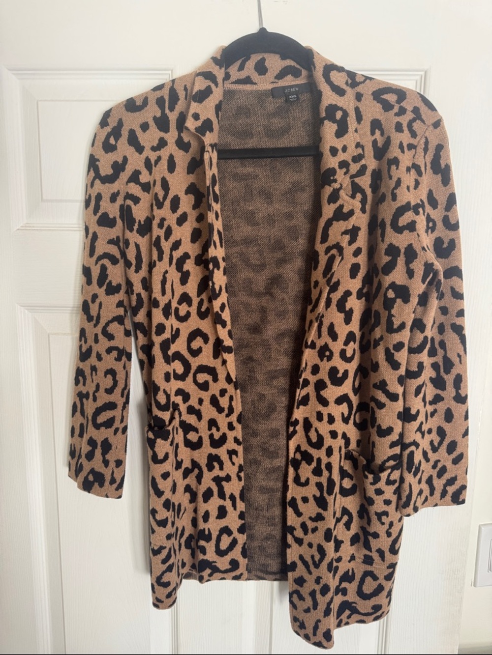 J Crew Leopard Print Sweater Blazer - Black & Tan XXS